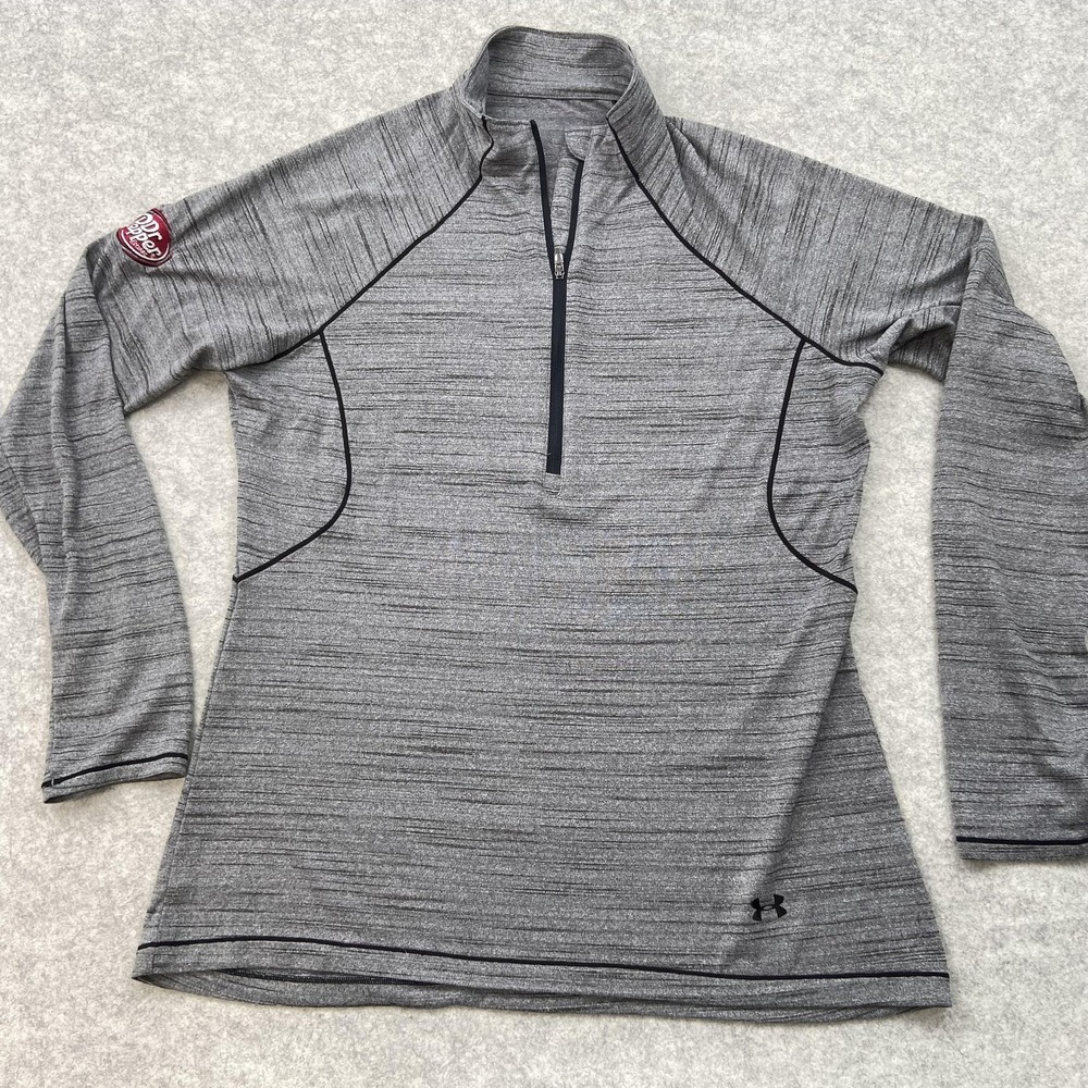 Under Armour Pullover Womens Medium-Large Gray Dr Pepper 1/4 Zip Long Sleeve